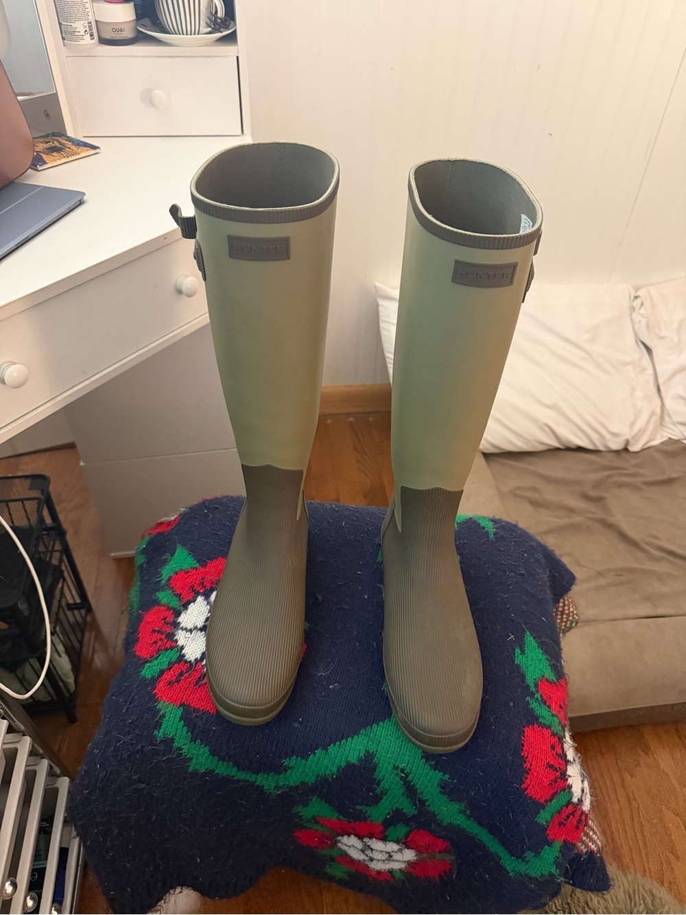 Hunter Olive Green Tall Rain Boots 11